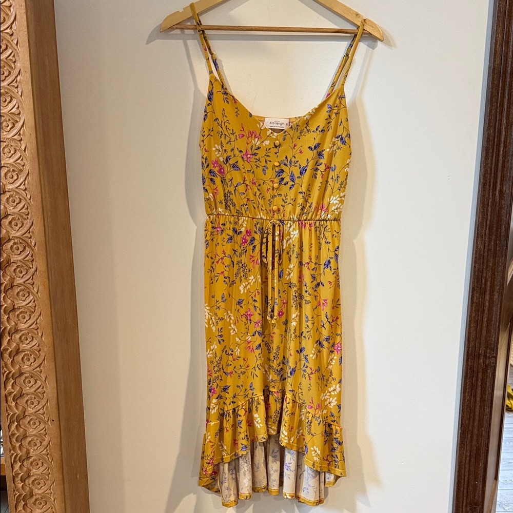 Kaileigh Yellow Floral High Low Dress
